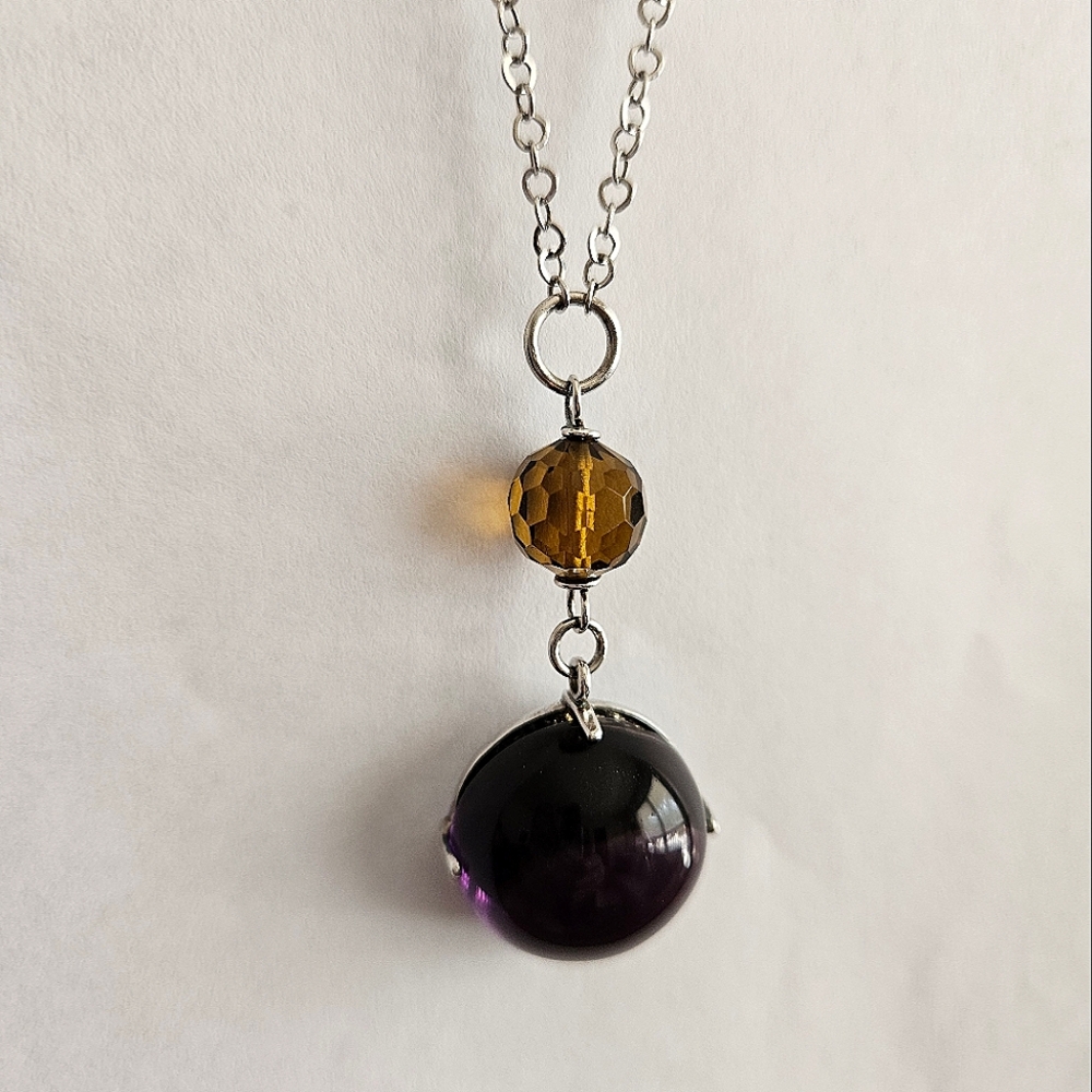 New Di Donna fine sterling silver necklace with citrine and amethyst stones